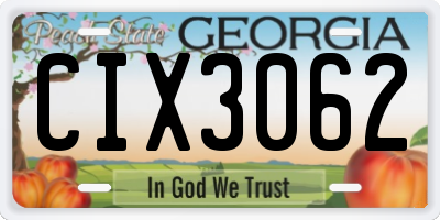 GA license plate CIX3062