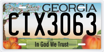 GA license plate CIX3063