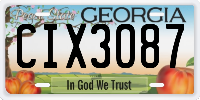 GA license plate CIX3087