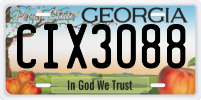 GA license plate CIX3088