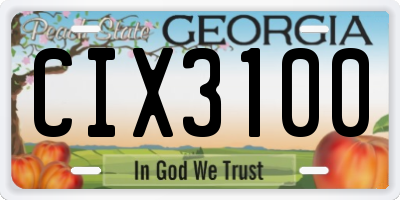 GA license plate CIX3100