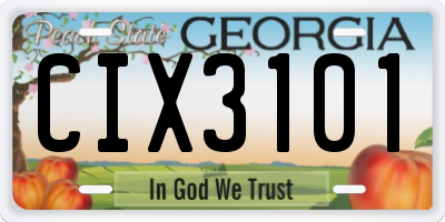 GA license plate CIX3101