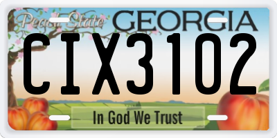 GA license plate CIX3102