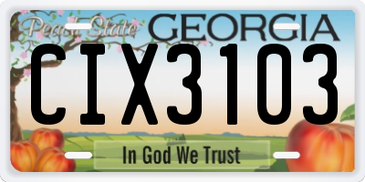 GA license plate CIX3103