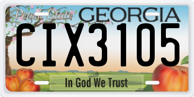 GA license plate CIX3105