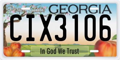 GA license plate CIX3106