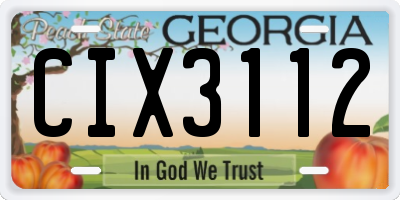 GA license plate CIX3112