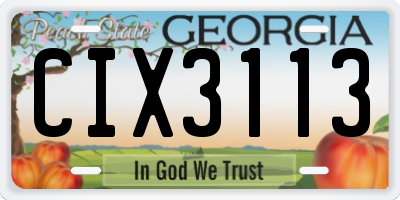 GA license plate CIX3113
