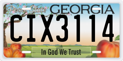 GA license plate CIX3114