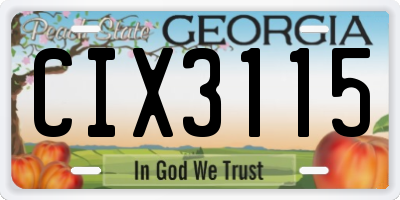 GA license plate CIX3115