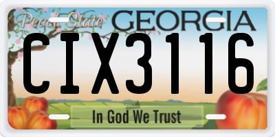GA license plate CIX3116