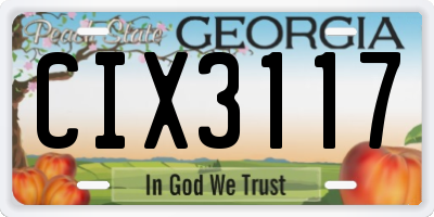 GA license plate CIX3117