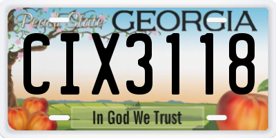 GA license plate CIX3118