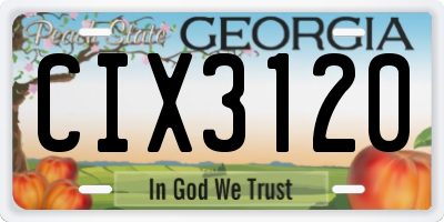 GA license plate CIX3120