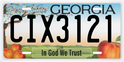 GA license plate CIX3121