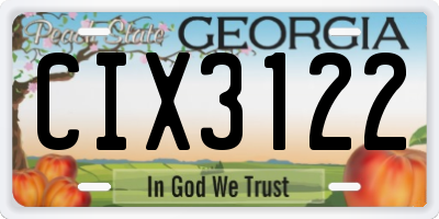 GA license plate CIX3122