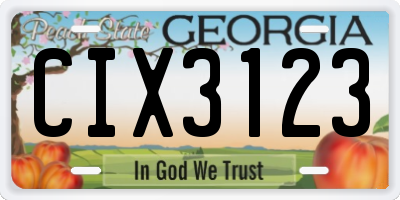 GA license plate CIX3123