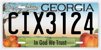 GA license plate CIX3124