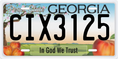GA license plate CIX3125