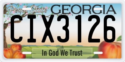 GA license plate CIX3126