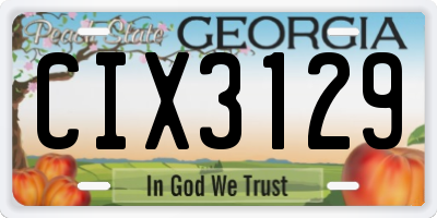GA license plate CIX3129