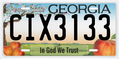 GA license plate CIX3133