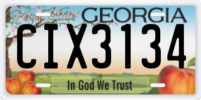 GA license plate CIX3134