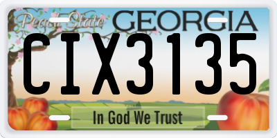 GA license plate CIX3135
