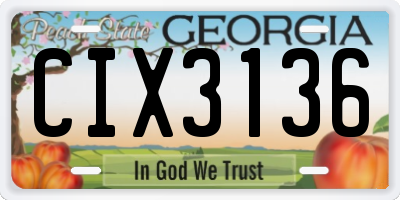 GA license plate CIX3136