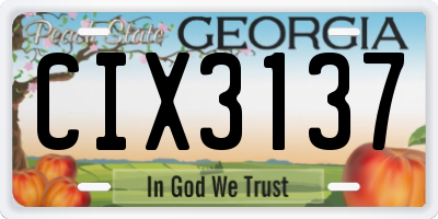 GA license plate CIX3137