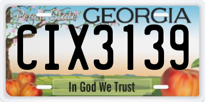 GA license plate CIX3139