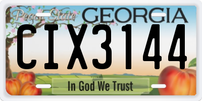 GA license plate CIX3144