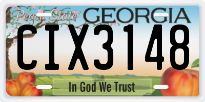 GA license plate CIX3148
