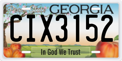 GA license plate CIX3152