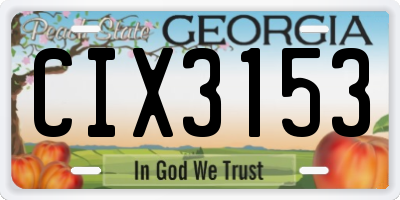 GA license plate CIX3153