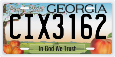 GA license plate CIX3162