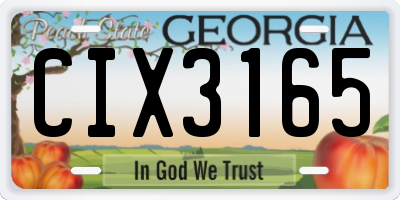 GA license plate CIX3165