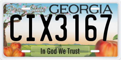 GA license plate CIX3167