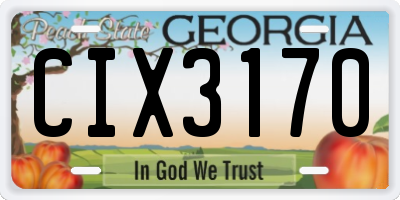 GA license plate CIX3170