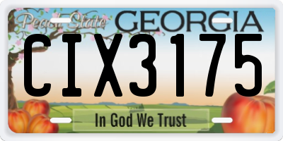 GA license plate CIX3175
