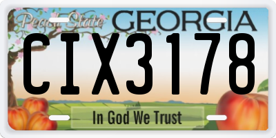 GA license plate CIX3178