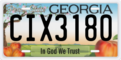 GA license plate CIX3180