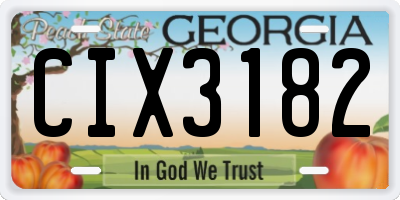 GA license plate CIX3182
