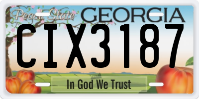 GA license plate CIX3187