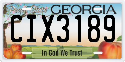 GA license plate CIX3189