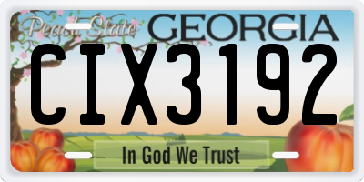 GA license plate CIX3192