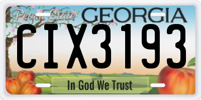 GA license plate CIX3193