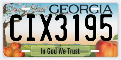 GA license plate CIX3195