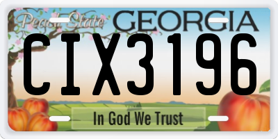 GA license plate CIX3196