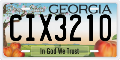 GA license plate CIX3210